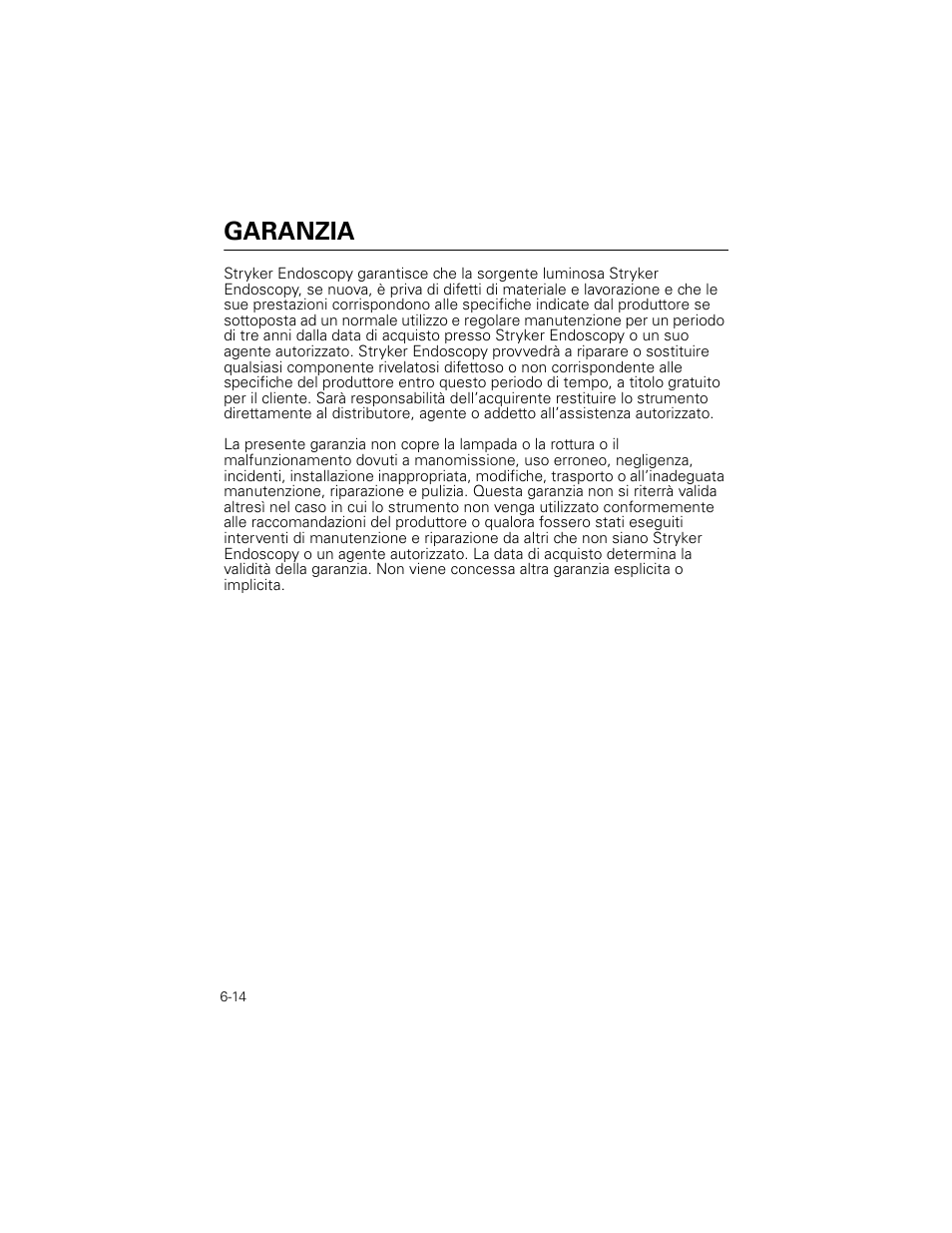 Garanzia | Welch Allyn Stryker Light Source For Q2002-00, Q2002-02, Q2002-04, Q2002-06 - User Manual User Manual | Page 108 / 160