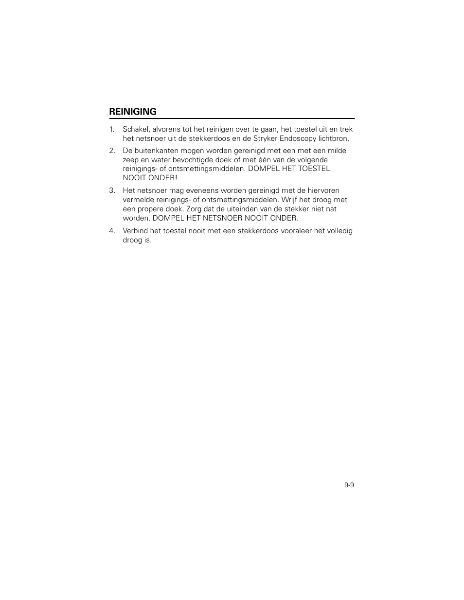 Reiniging | Welch Allyn Stryker Light Source For Q2002-00, Q2002-02, Q2002-04, Q2002-06 - User Manual User Manual | Page 153 / 160