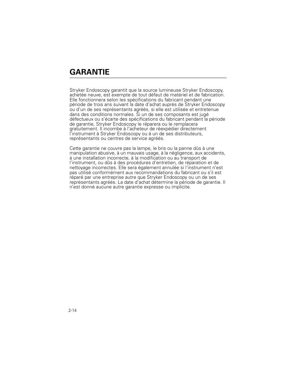 Garantie | Welch Allyn Stryker Light Source For Q2002-00, Q2002-02, Q2002-04, Q2002-06 - User Manual User Manual | Page 36 / 160