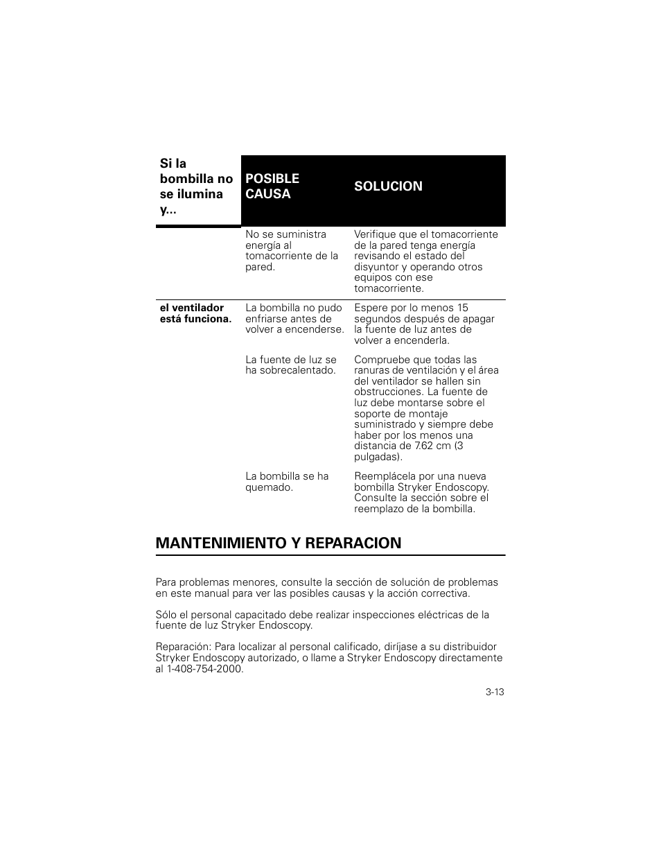 Mantenimiento y reparacion | Welch Allyn Stryker Light Source For Q2002-00, Q2002-02, Q2002-04, Q2002-06 - User Manual User Manual | Page 53 / 160
