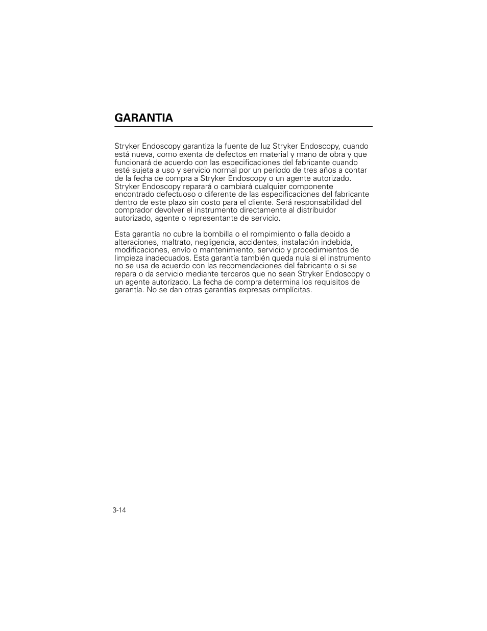 Garantia | Welch Allyn Stryker Light Source For Q2002-00, Q2002-02, Q2002-04, Q2002-06 - User Manual User Manual | Page 54 / 160