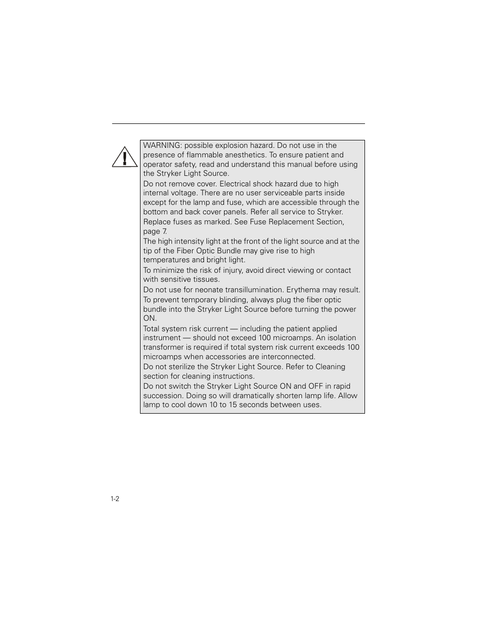 Welch Allyn Stryker Light Source For Q2002-00, Q2002-02, Q2002-04, Q2002-06 - User Manual User Manual | Page 6 / 160