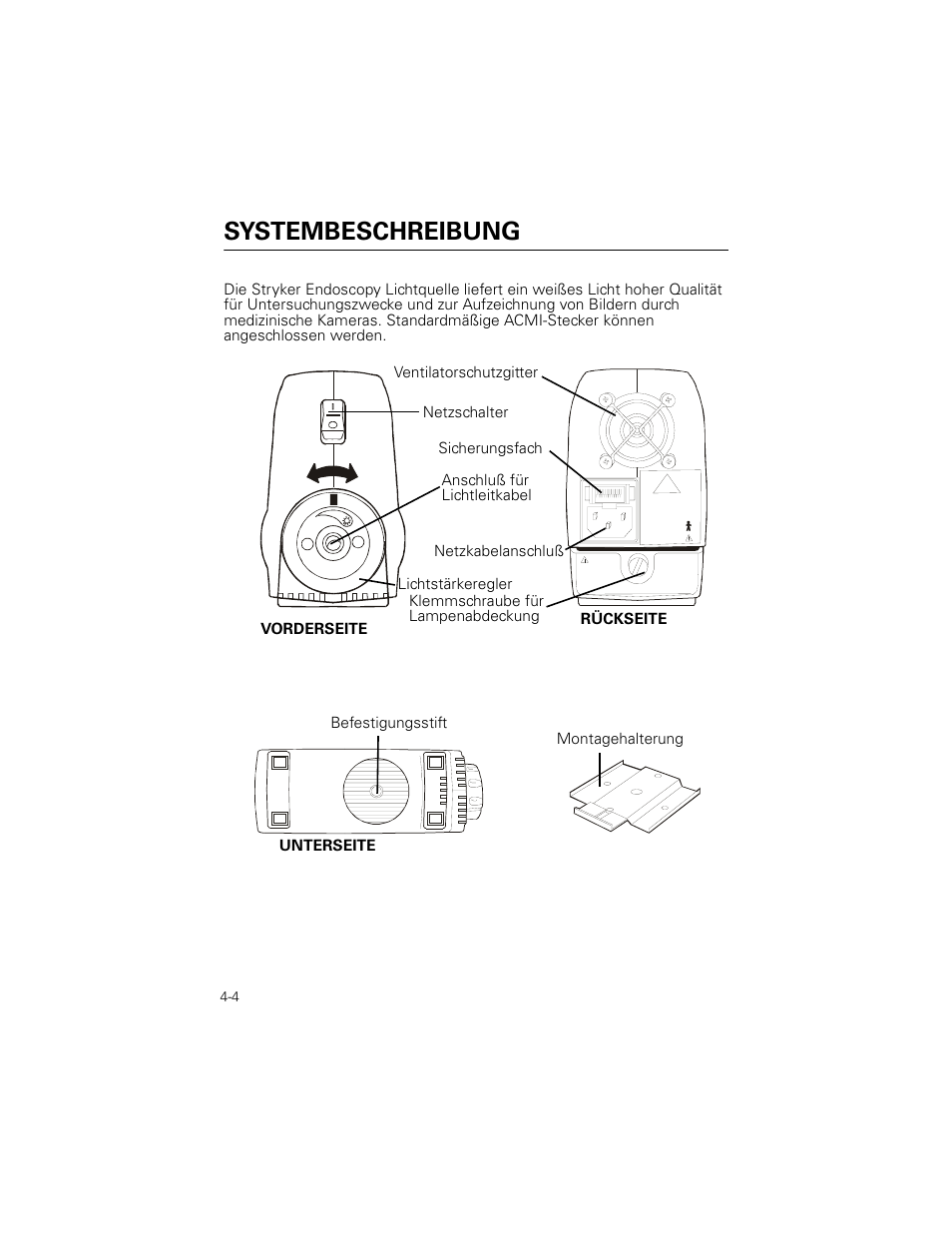 Systembeschreibung | Welch Allyn Stryker Light Source For Q2002-00, Q2002-02, Q2002-04, Q2002-06 - User Manual User Manual | Page 62 / 160