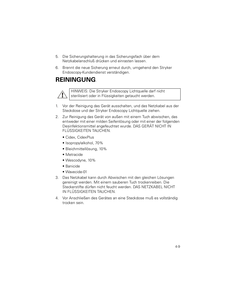 Reiningung | Welch Allyn Stryker Light Source For Q2002-00, Q2002-02, Q2002-04, Q2002-06 - User Manual User Manual | Page 67 / 160