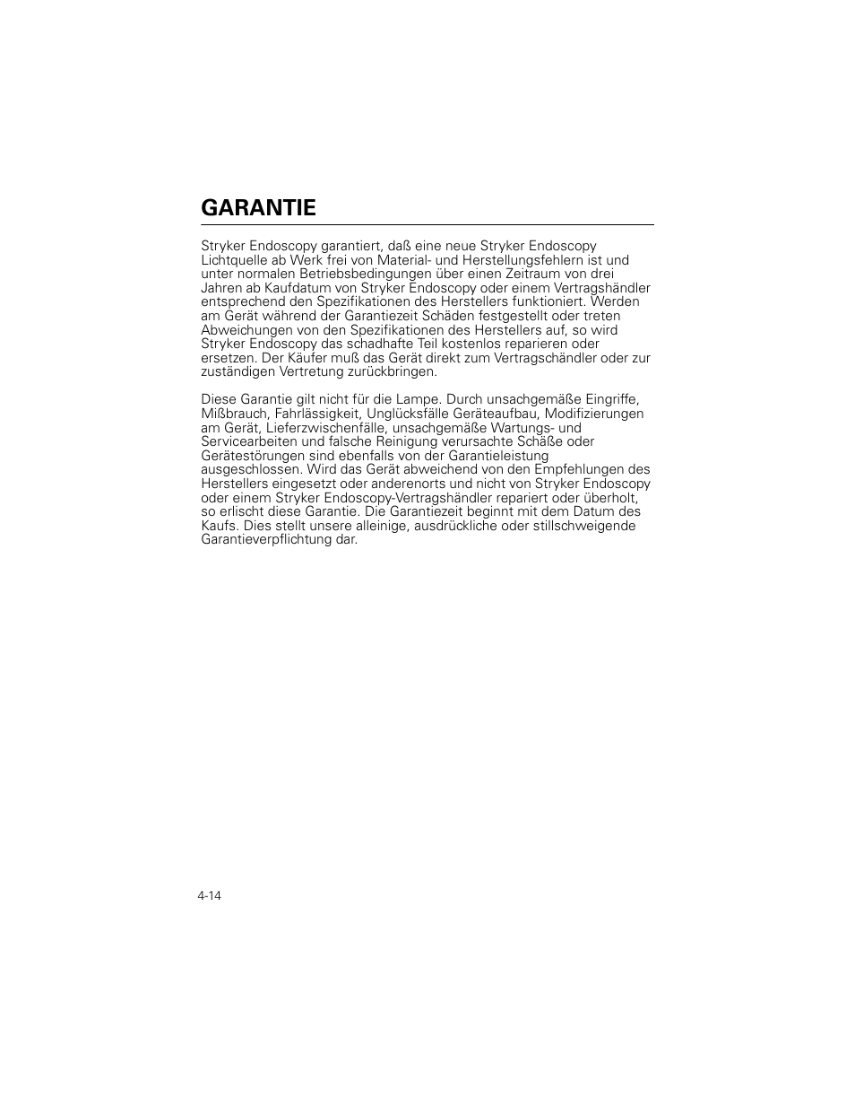 Garantie | Welch Allyn Stryker Light Source For Q2002-00, Q2002-02, Q2002-04, Q2002-06 - User Manual User Manual | Page 72 / 160