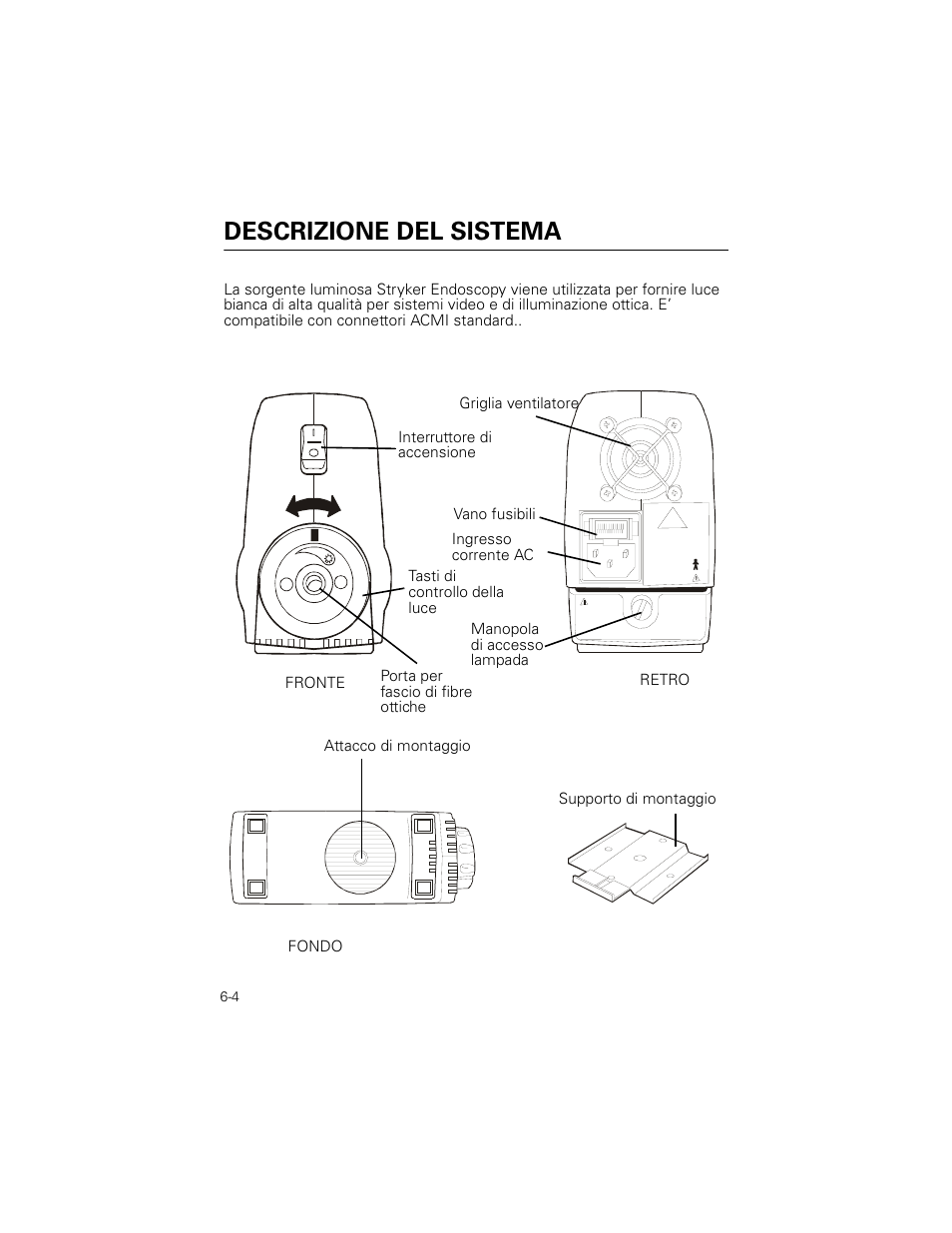 Descrizione del sistema | Welch Allyn Stryker Light Source For Q2002-00, Q2002-02, Q2002-04, Q2002-06 - User Manual User Manual | Page 98 / 160
