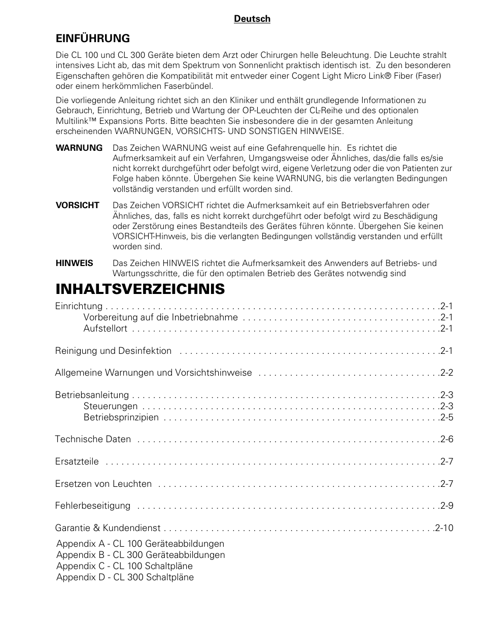 Welch Allyn CL300 Surgical IlluminatorCL - User Manual User Manual | Page 13 / 126