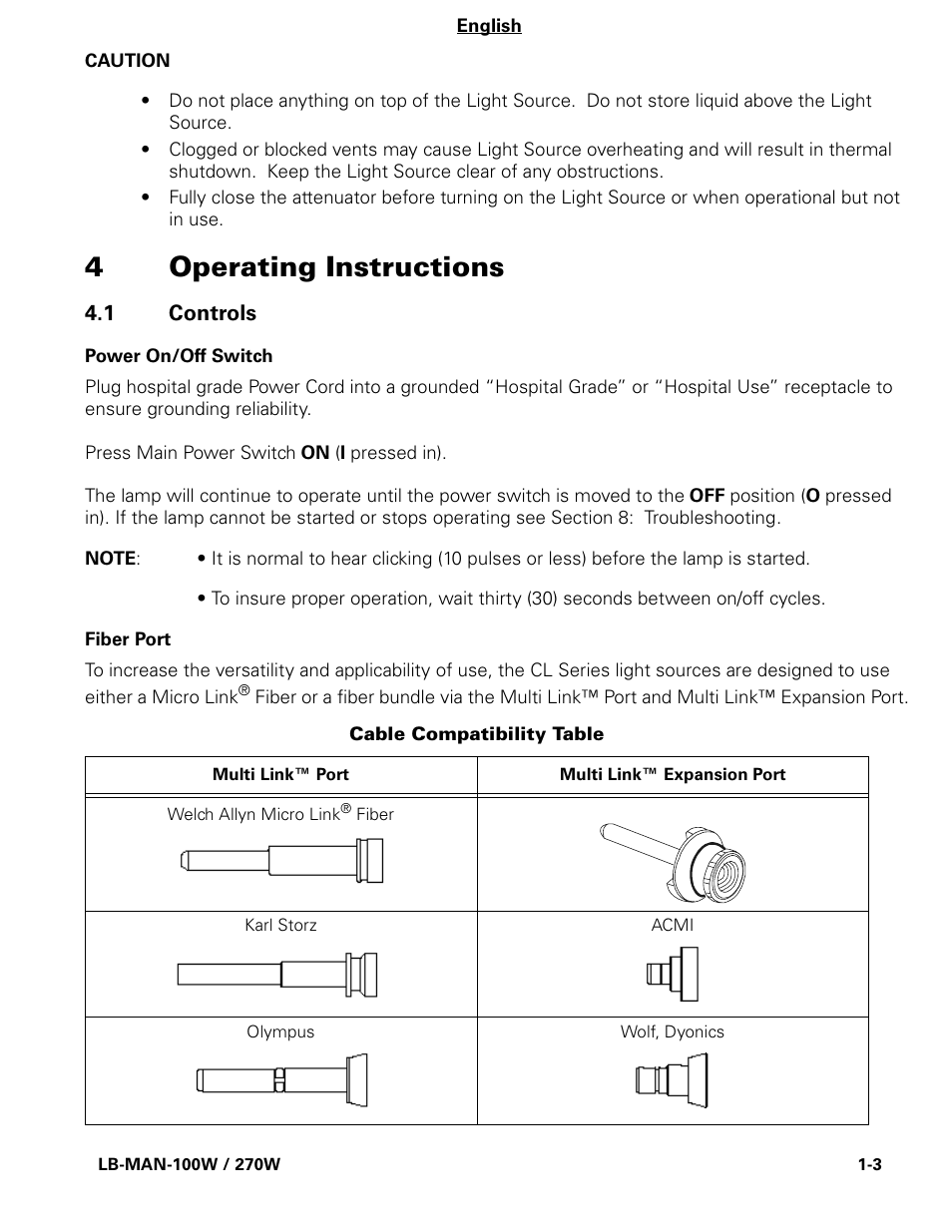 4operating instructions | Welch Allyn CL300 Surgical IlluminatorCL - User Manual User Manual | Page 5 / 126