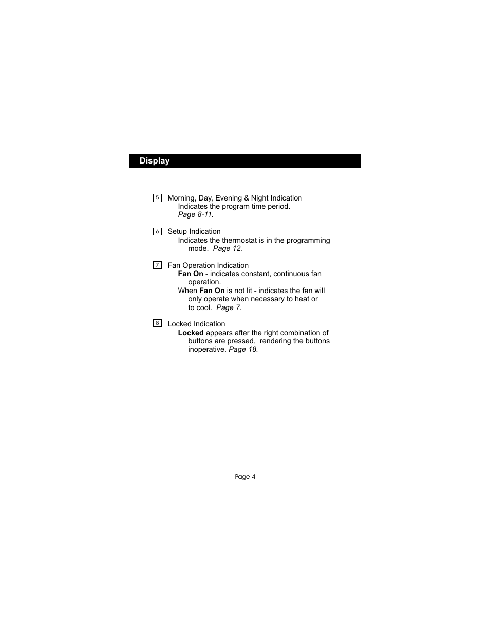 Display | Bryant TSTATBBPB501 User Manual | Page 5 / 22