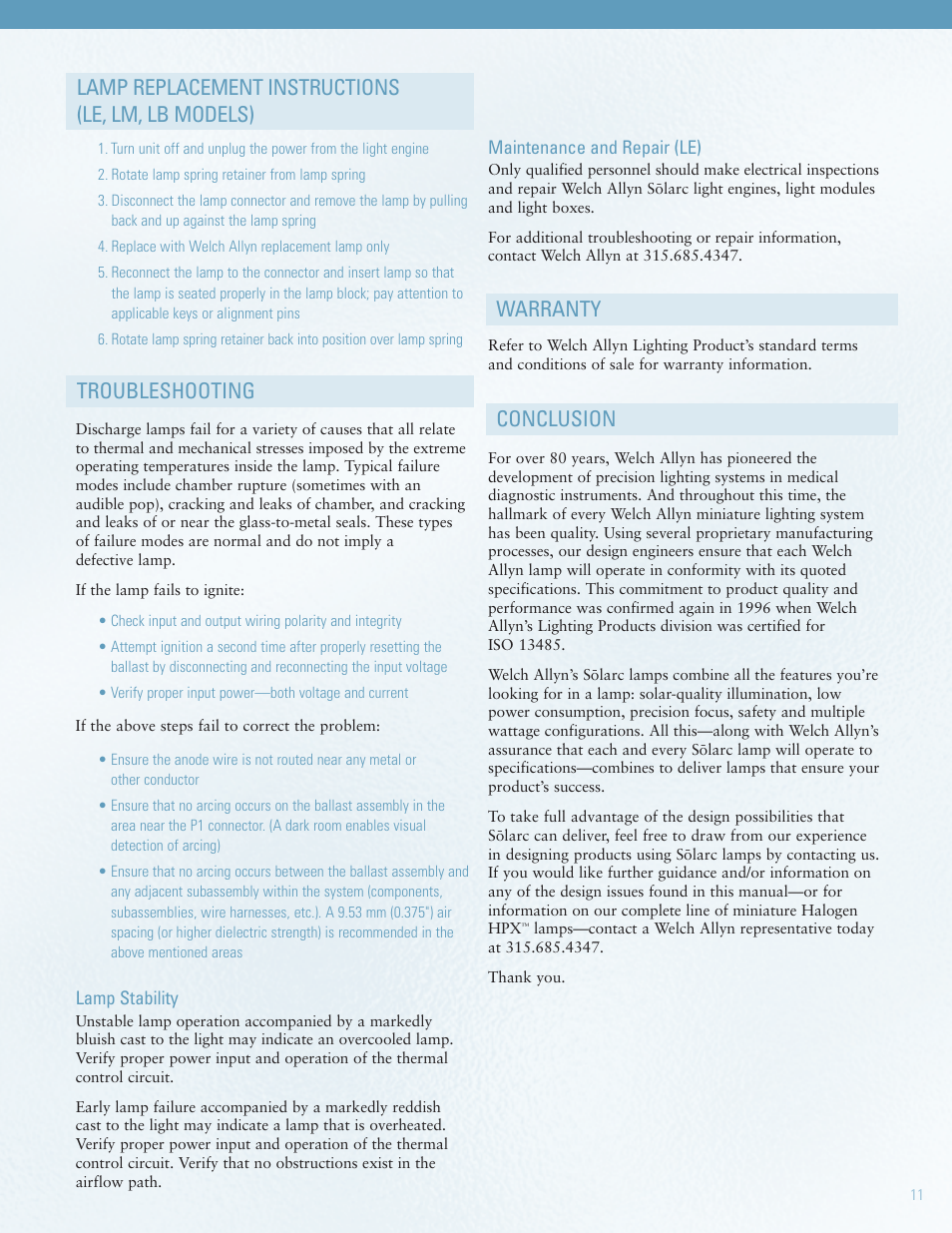 Welch Allyn Solarc Light - User Manual User Manual | Page 11 / 17