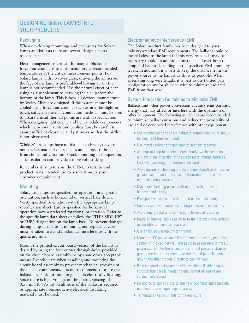 Designing s¯olarc lamps into your products | Welch Allyn Solarc Light - User Manual User Manual | Page 7 / 17