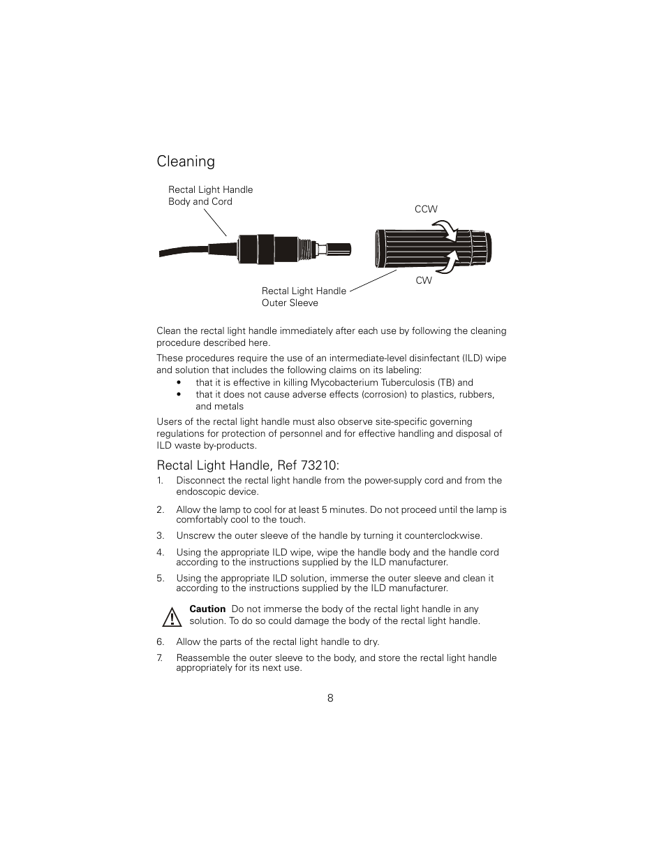 Cleaning | Welch Allyn 73210 6V Power Supply Rectal Light Handle - User Manual User Manual | Page 12 / 24