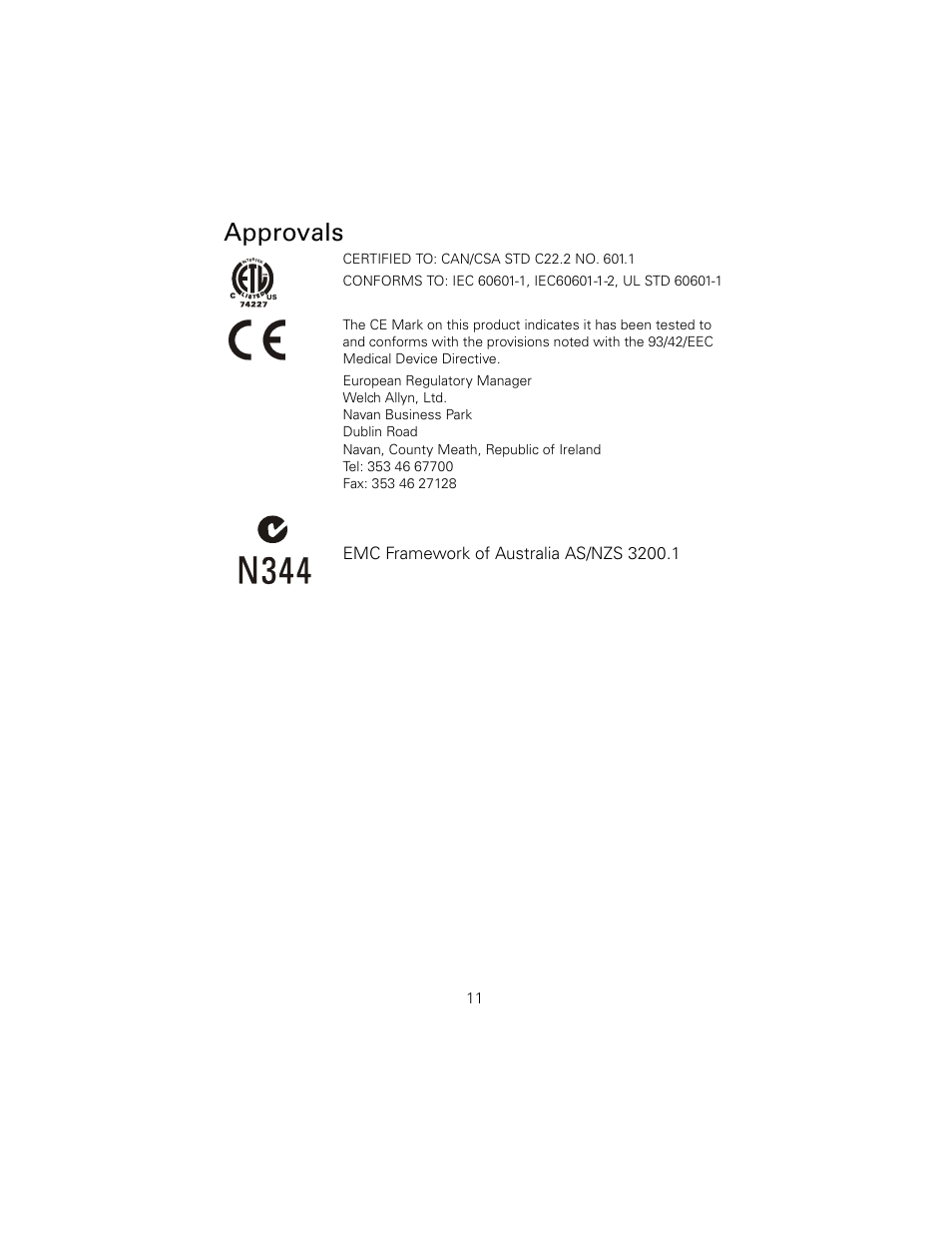 Approvals | Welch Allyn 73210 6V Power Supply Rectal Light Handle - User Manual User Manual | Page 15 / 24