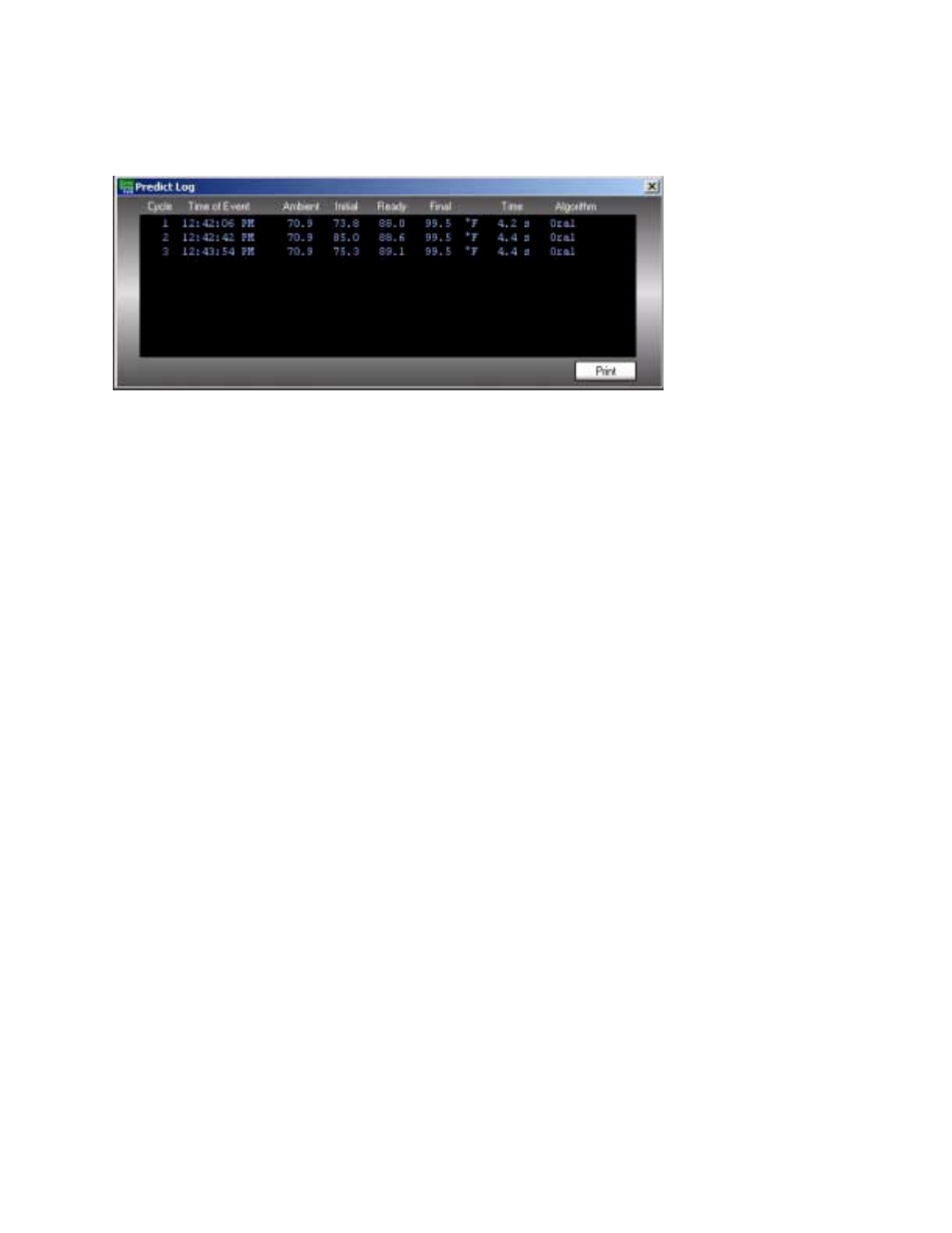 Predict log | Welch Allyn SureTemp PlusModule - User Manual User Manual | Page 84 / 85