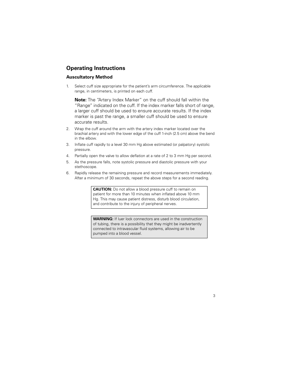 Operating instructions | Welch Allyn DuraShock Integrated Aneroid Sphygmomanometer - User Manual User Manual | Page 3 / 8