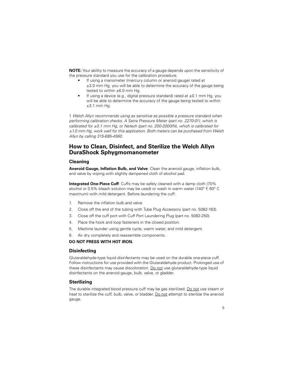 Welch Allyn DuraShock Integrated Aneroid Sphygmomanometer - User Manual User Manual | Page 5 / 8