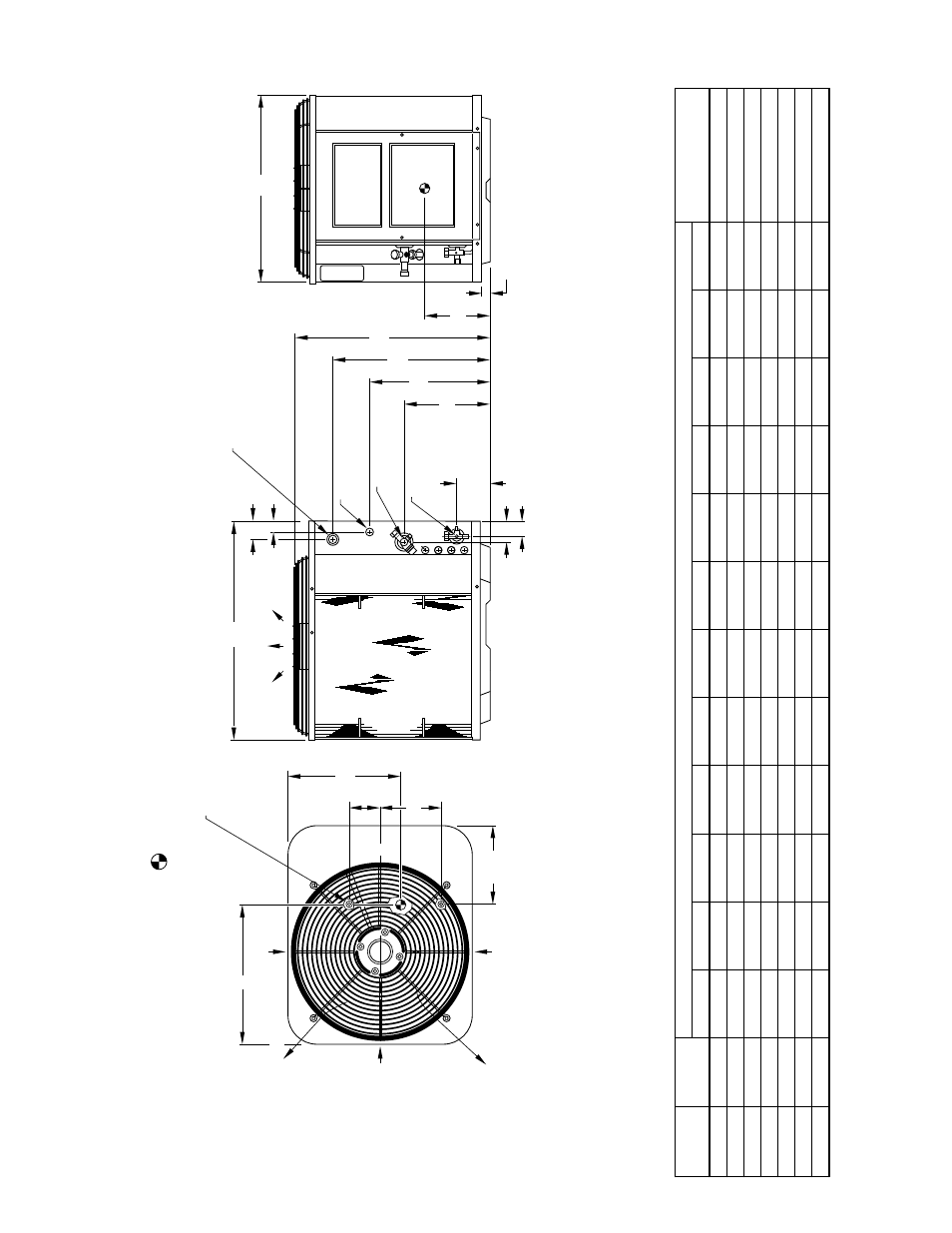 Dimensions, Dimensions (in.) | Bryant Electric Air Conditoner 597C User Manual | Page 2 / 28