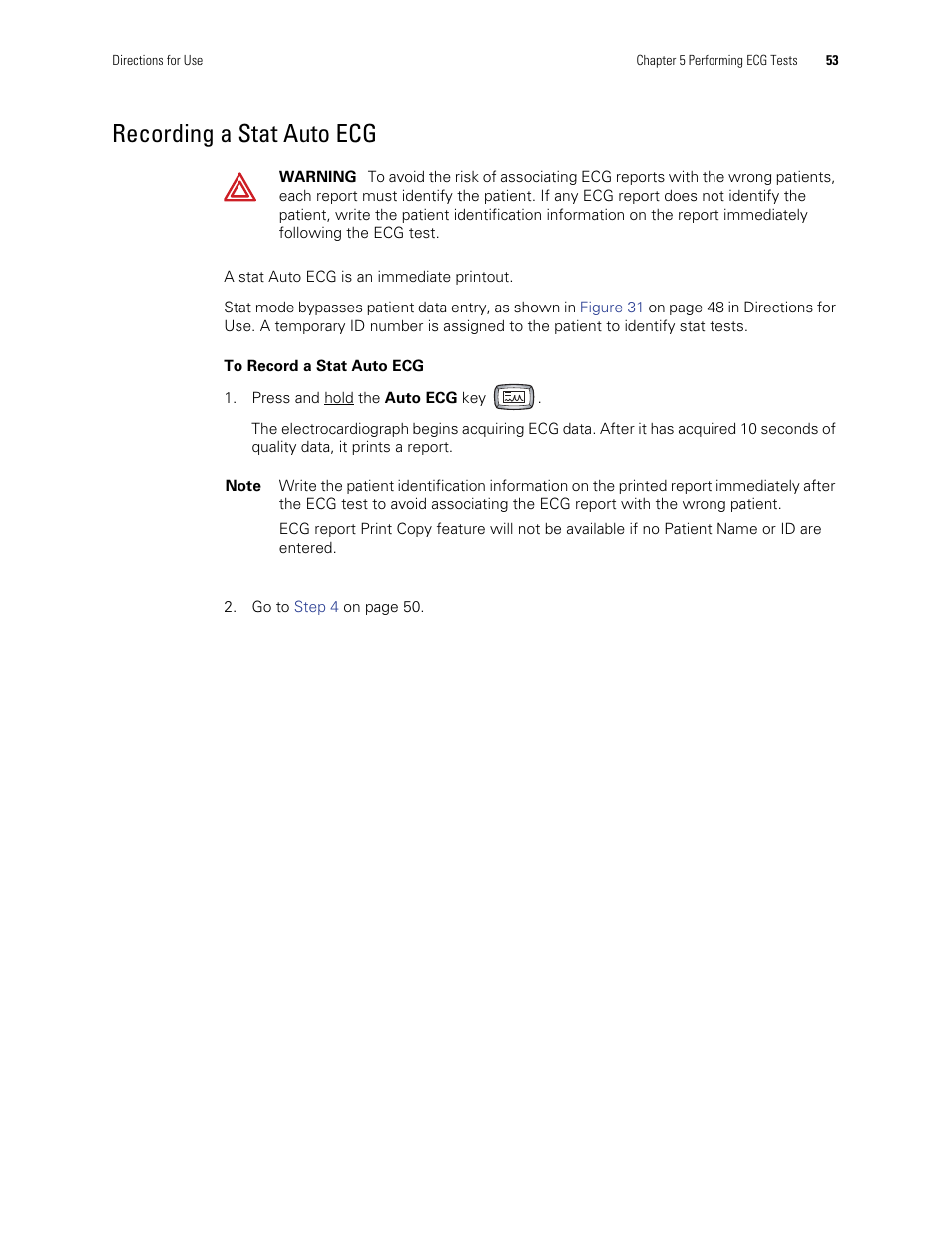 Recording a stat auto ecg | Welch Allyn CP Series Electrocardiographs - User Manual User Manual | Page 27 / 40