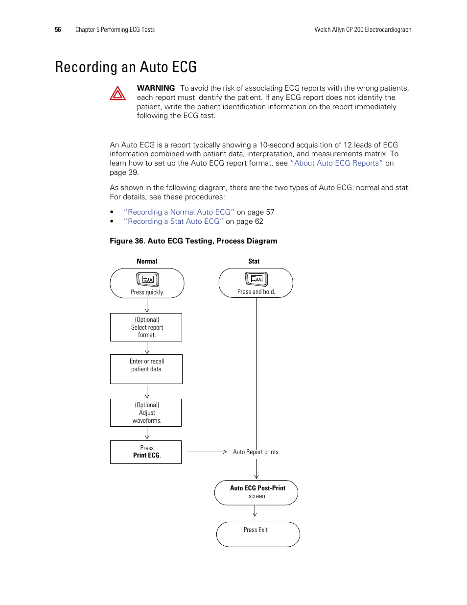 Recording an auto ecg | Welch Allyn CP Series Electrocardiographs - User Manual User Manual | Page 30 / 40