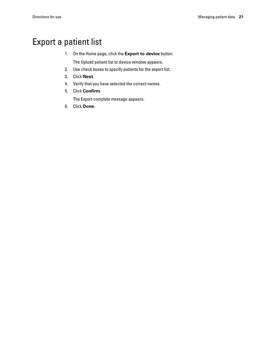 Export a patient list | Welch Allyn Connex VM data management system - User Manual User Manual | Page 25 / 36