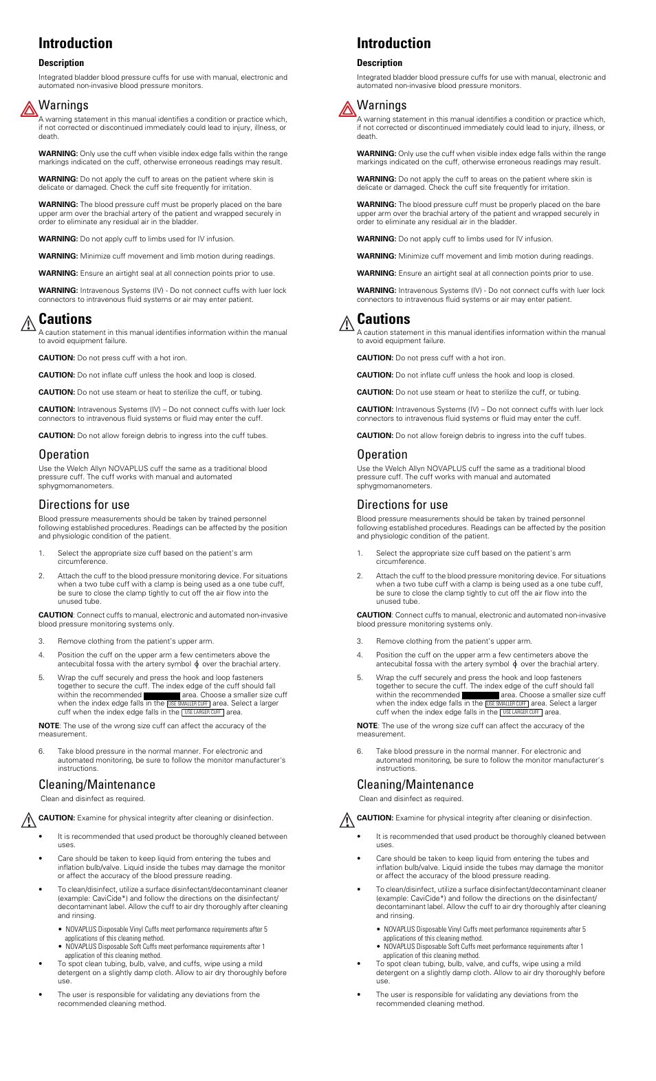 Welch Allyn Blood Pressure Cuffs - User Manual User Manual | 2 pages