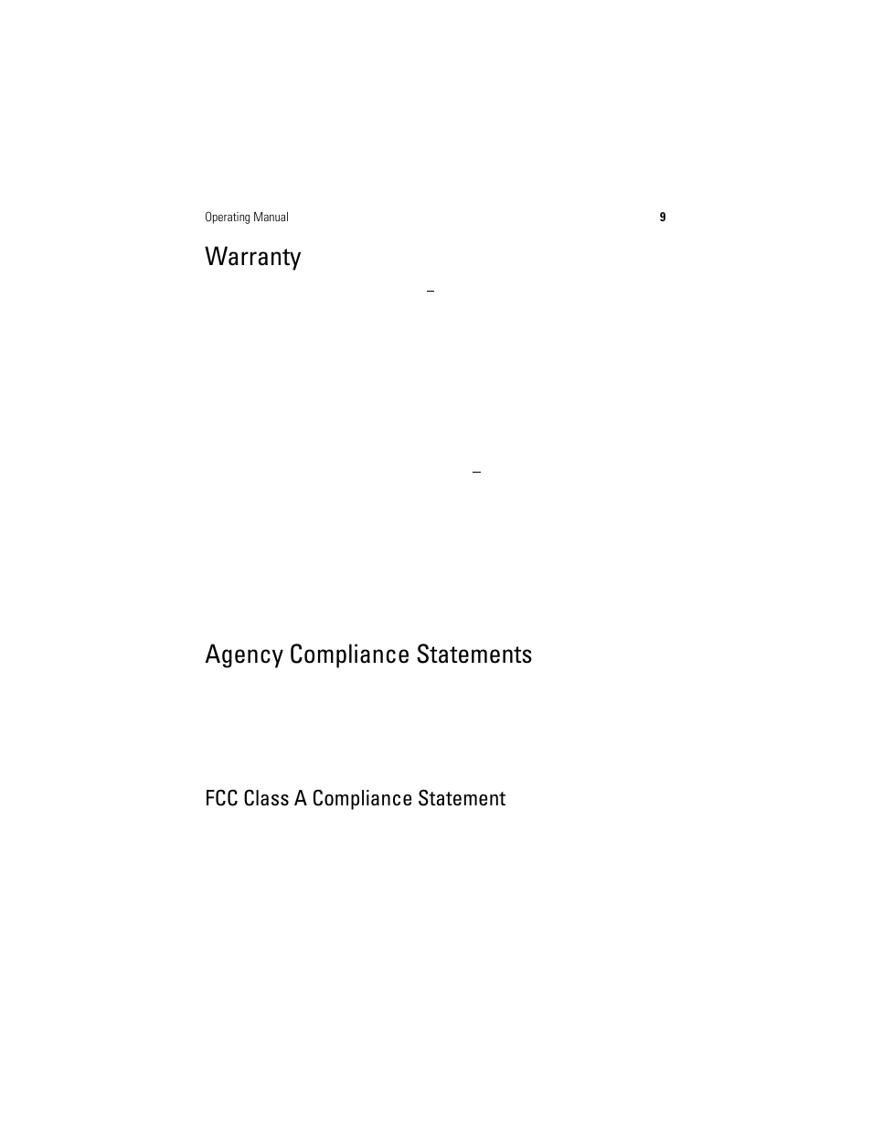 Warranty, Agency compliance statements, Fcc class a compliance statement | Warranty agency compliance statements | Welch Allyn LB-24 Solarc Light Source - User Manual User Manual | Page 13 / 16