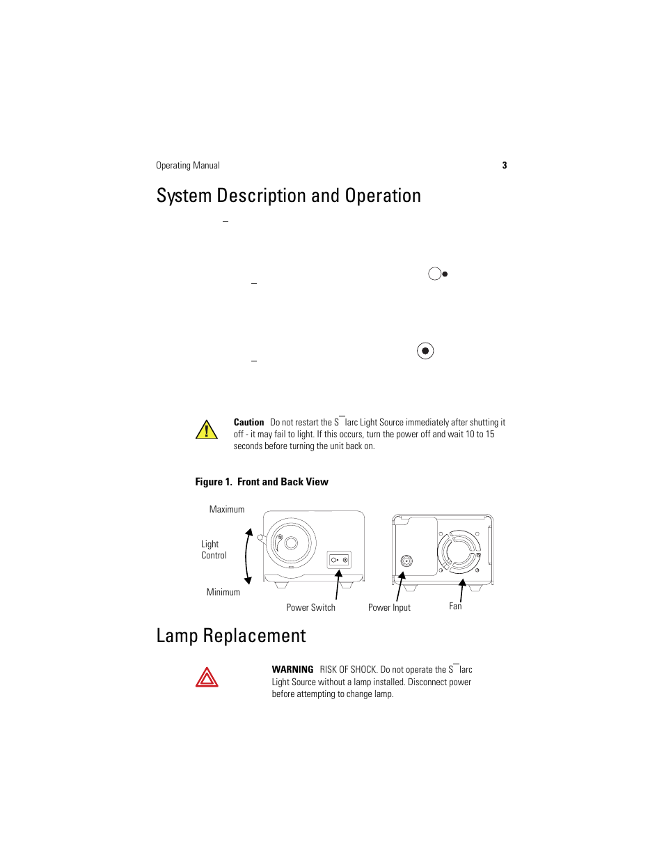 System description and operation, Lamp replacement, System description and operation lamp replacement | Welch Allyn LB-24 Solarc Light Source - User Manual User Manual | Page 7 / 16
