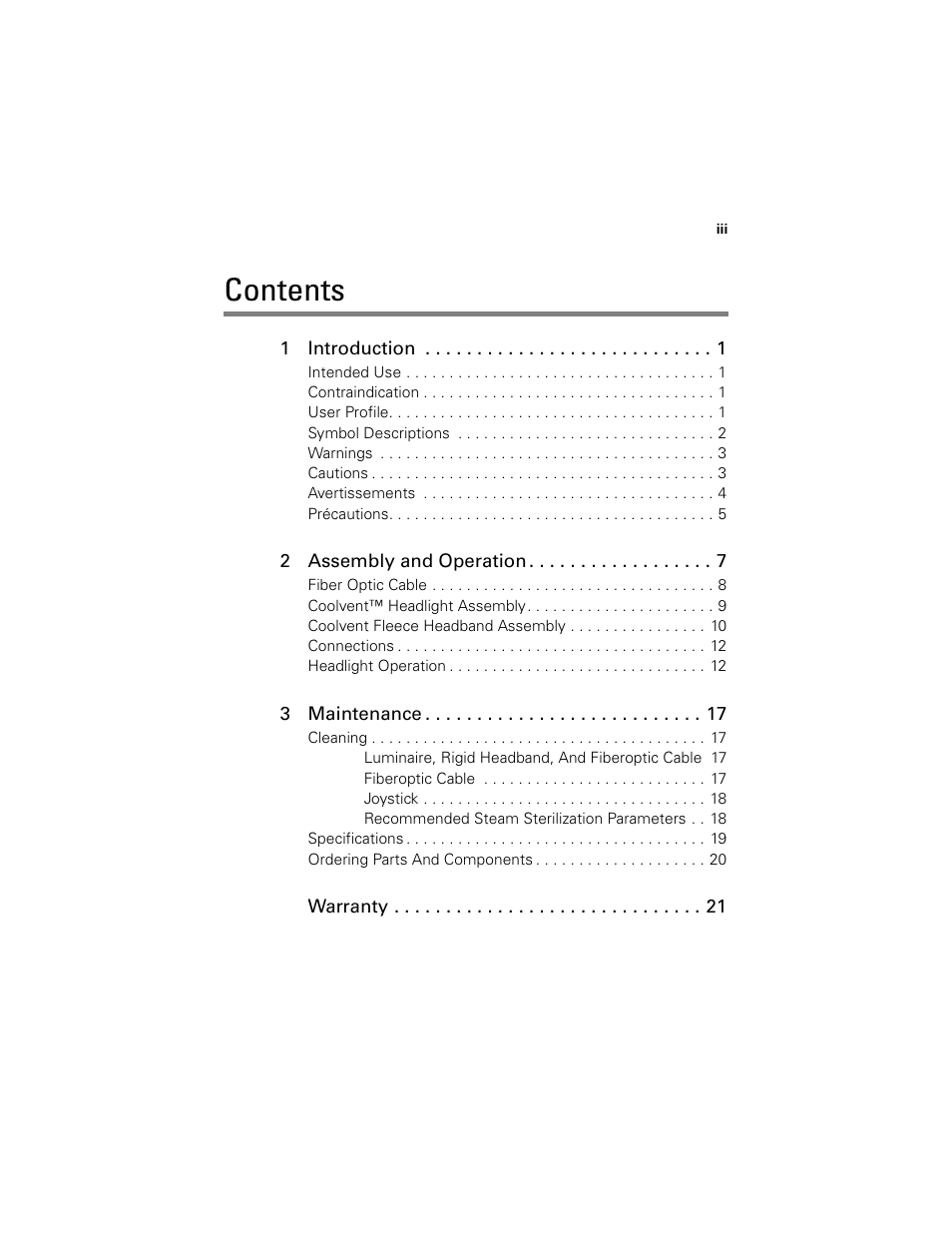 Welch Allyn Proxenon Headlight And Fiber Optic Cable - User Manual User Manual | Page 3 / 28