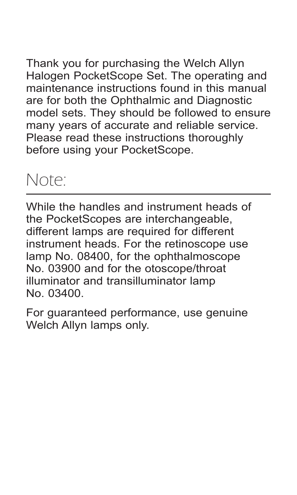 Welch Allyn PocketScopes - User Manual User Manual | Page 2 / 20