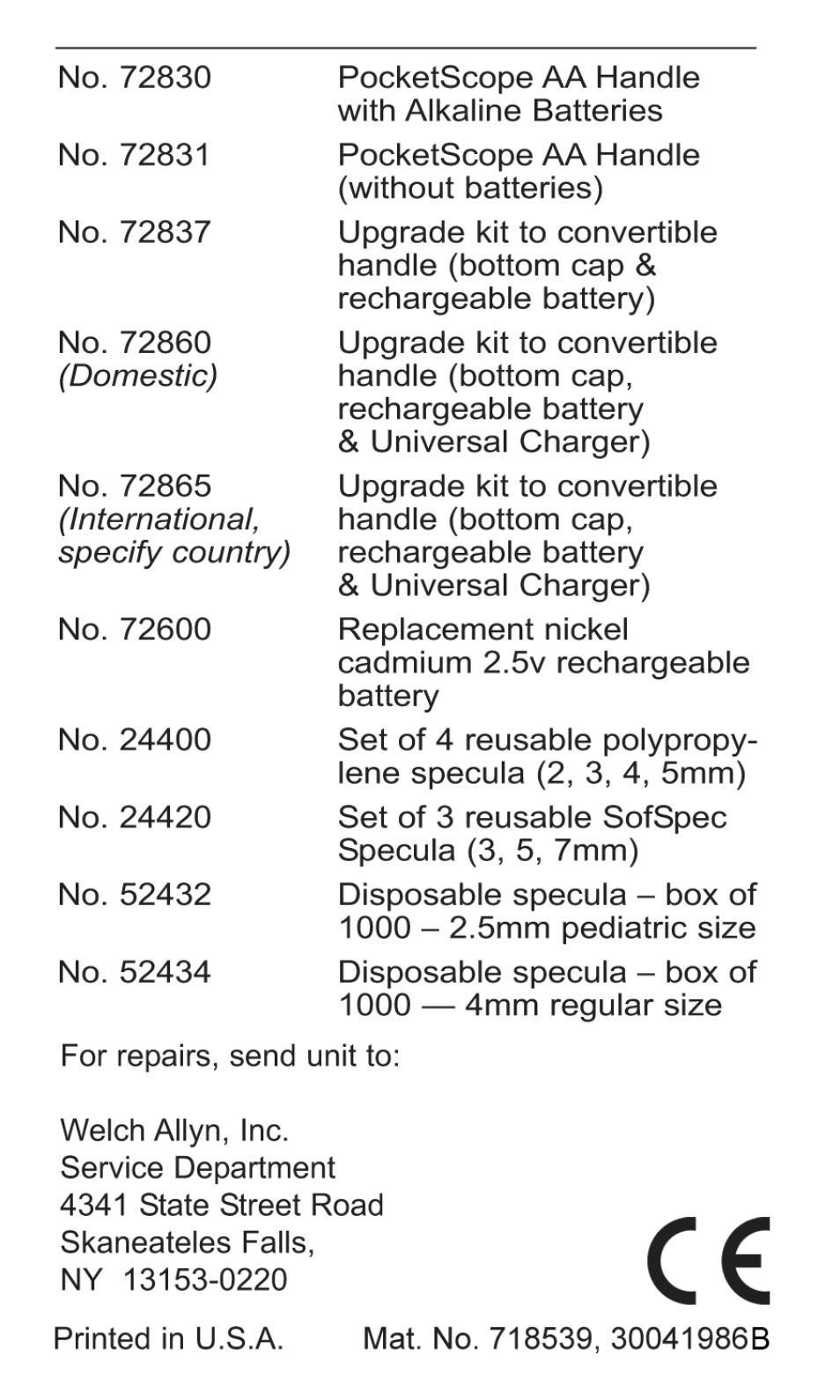 Welch Allyn PocketScopes - User Manual User Manual | Page 20 / 20
