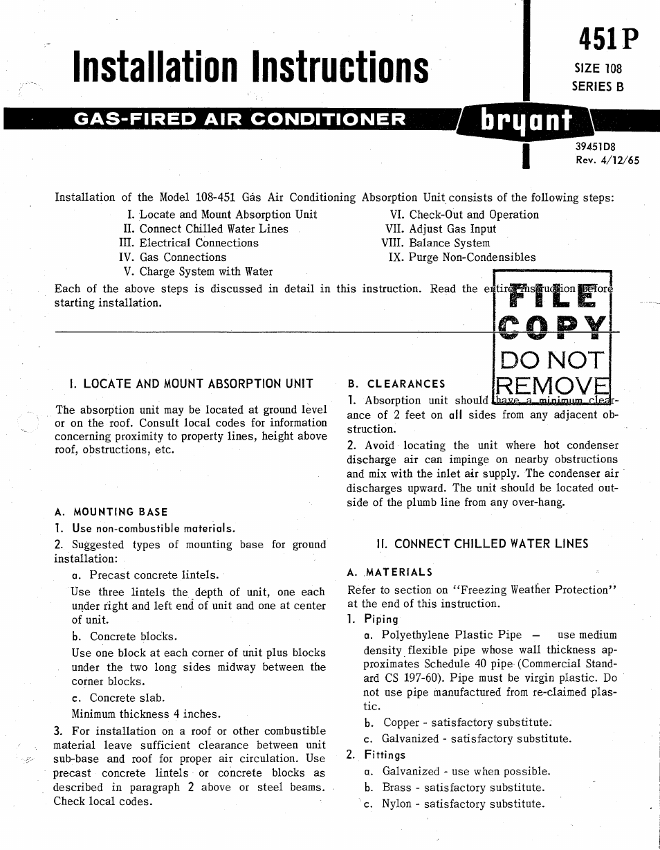 Bryant 108-451 User Manual | 11 pages