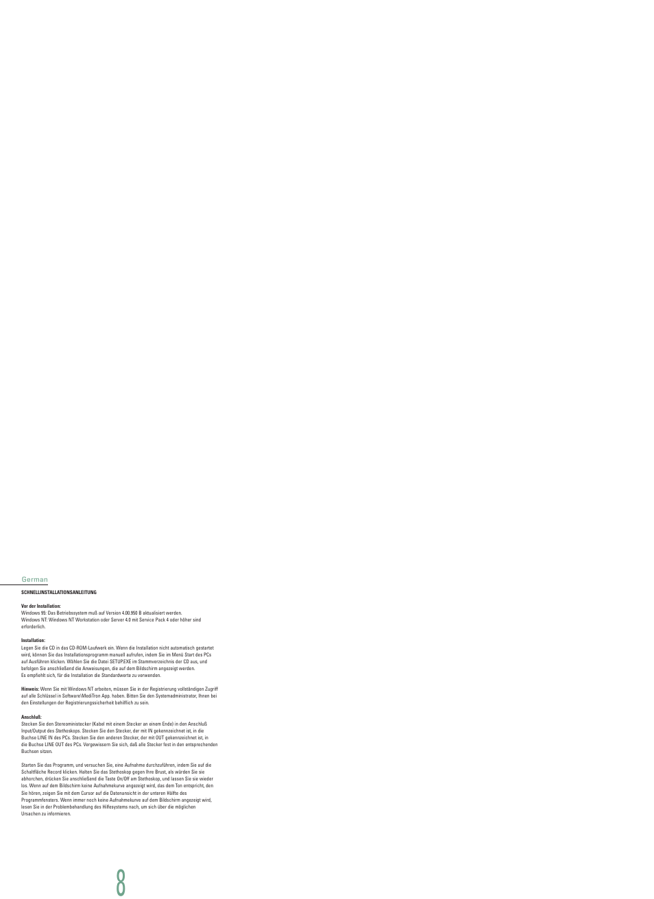 German, Schnellinstallationsanleitung | Welch Allyn Master Elite Plus Analyzer - User Manual User Manual | Page 8 / 12
