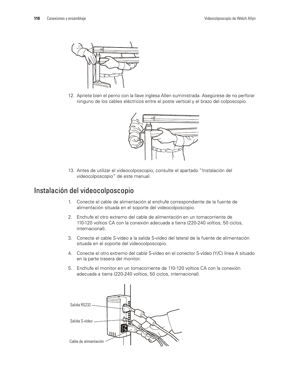 Instalación del videocolposcopio | Welch Allyn Video Colposcope - User Manual User Manual | Page 112 / 400