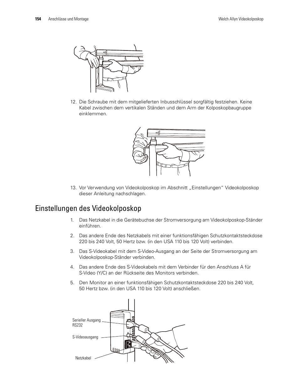 Einstellungen des videokolposkop | Welch Allyn Video Colposcope - User Manual User Manual | Page 156 / 400