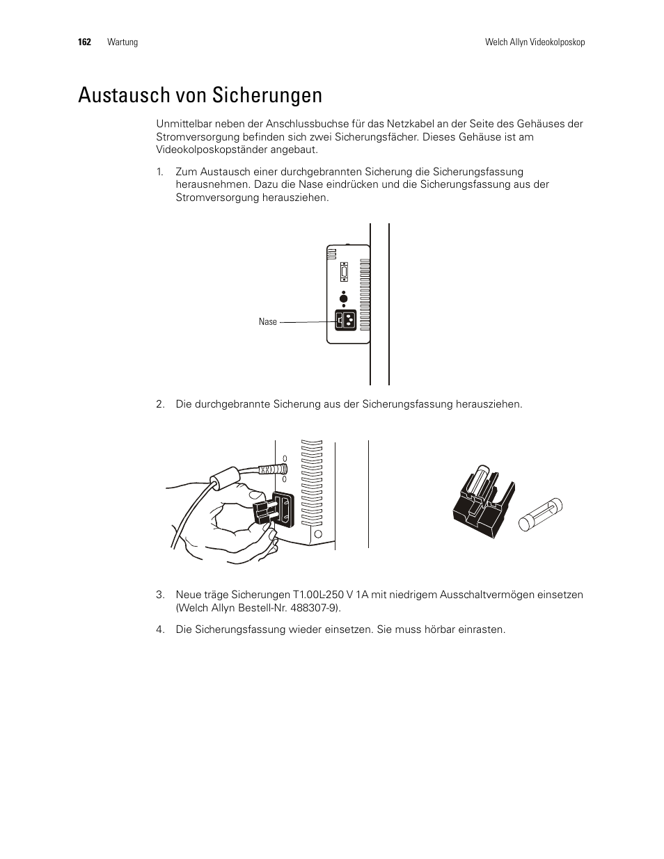 Austausch von sicherungen | Welch Allyn Video Colposcope - User Manual User Manual | Page 164 / 400