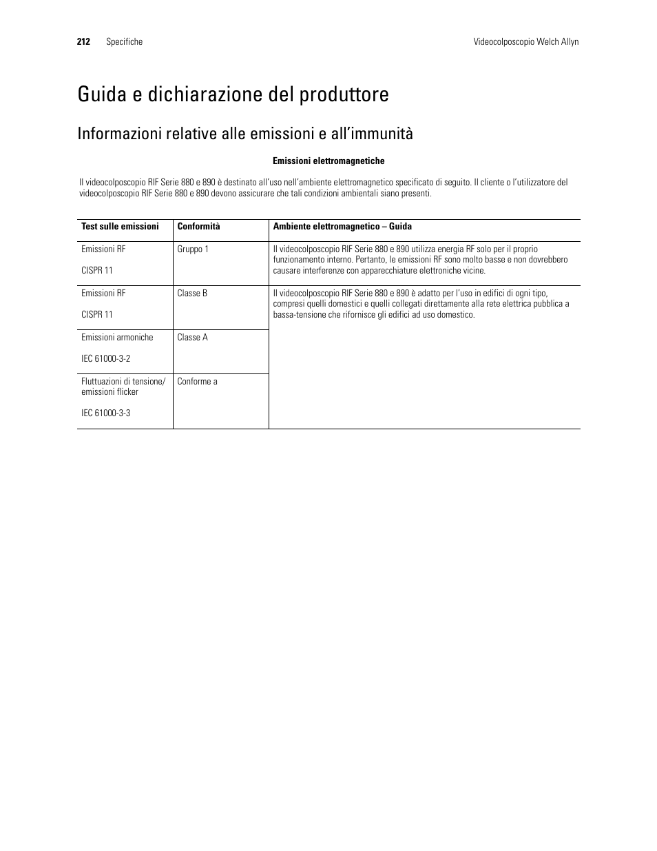 Guida e dichiarazione del produttore | Welch Allyn Video Colposcope - User Manual User Manual | Page 214 / 400