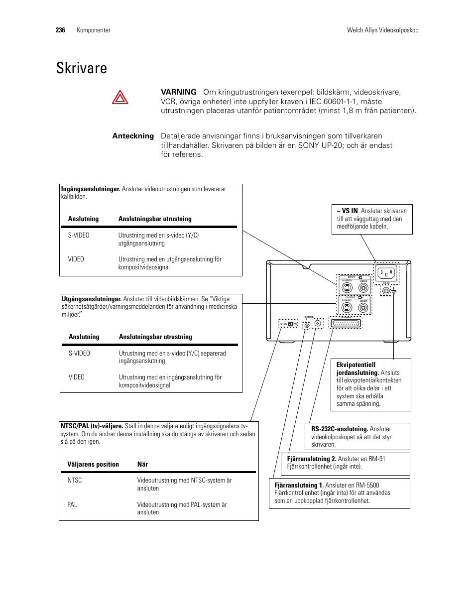 Skrivare | Welch Allyn Video Colposcope - User Manual User Manual | Page 238 / 400