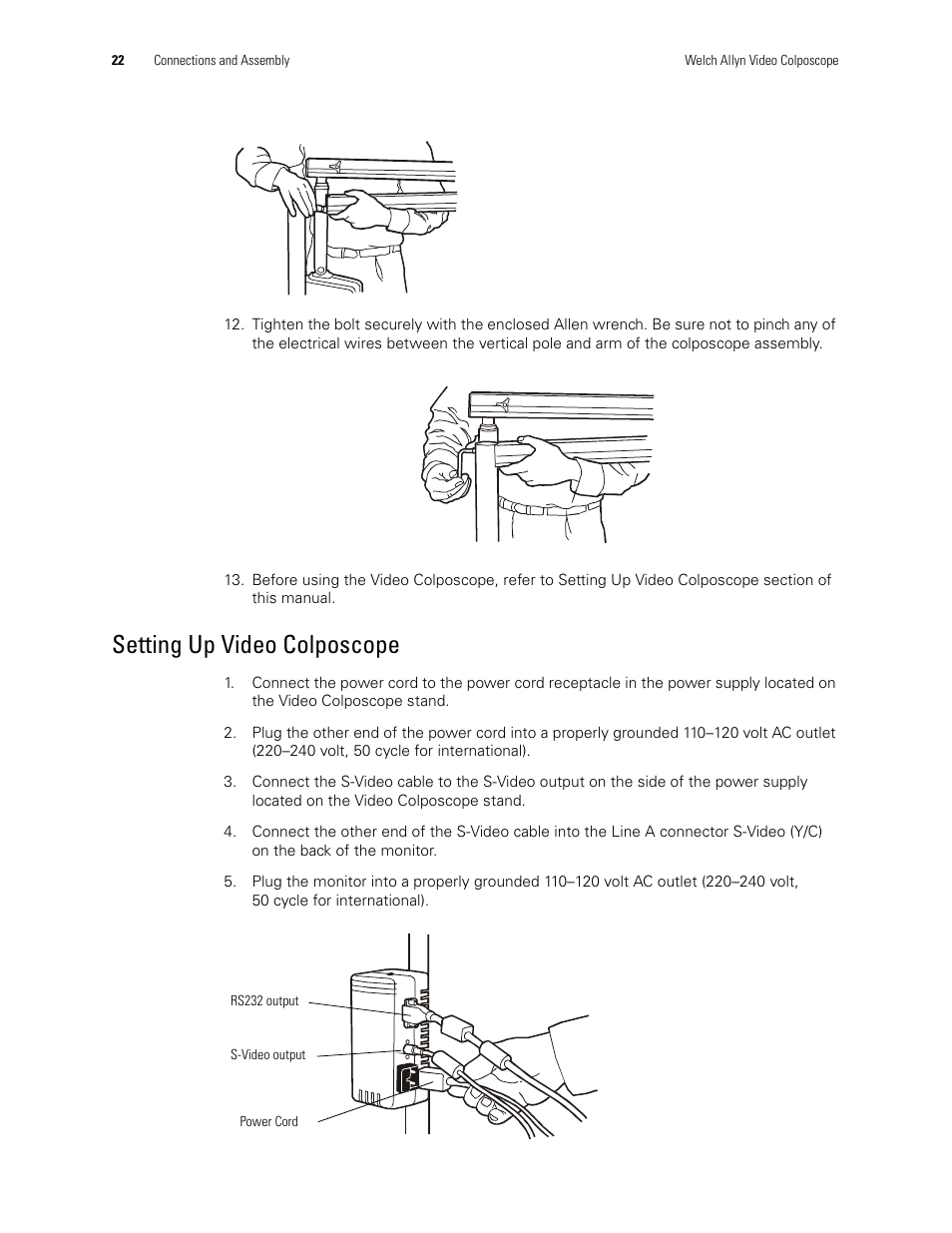 Setting up video colposcope | Welch Allyn Video Colposcope - User Manual User Manual | Page 24 / 400