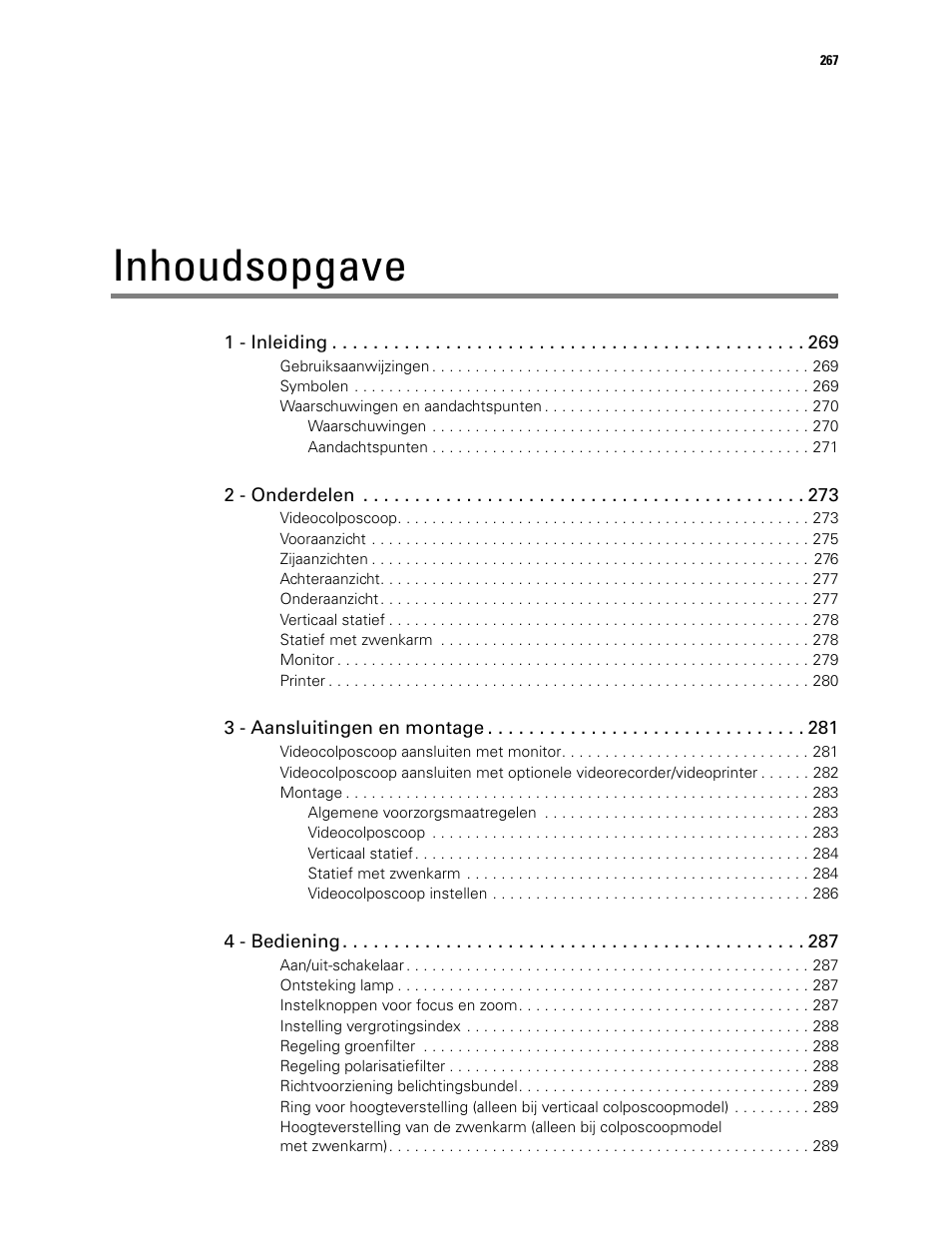 Inhoudsopgave | Welch Allyn Video Colposcope - User Manual User Manual | Page 269 / 400