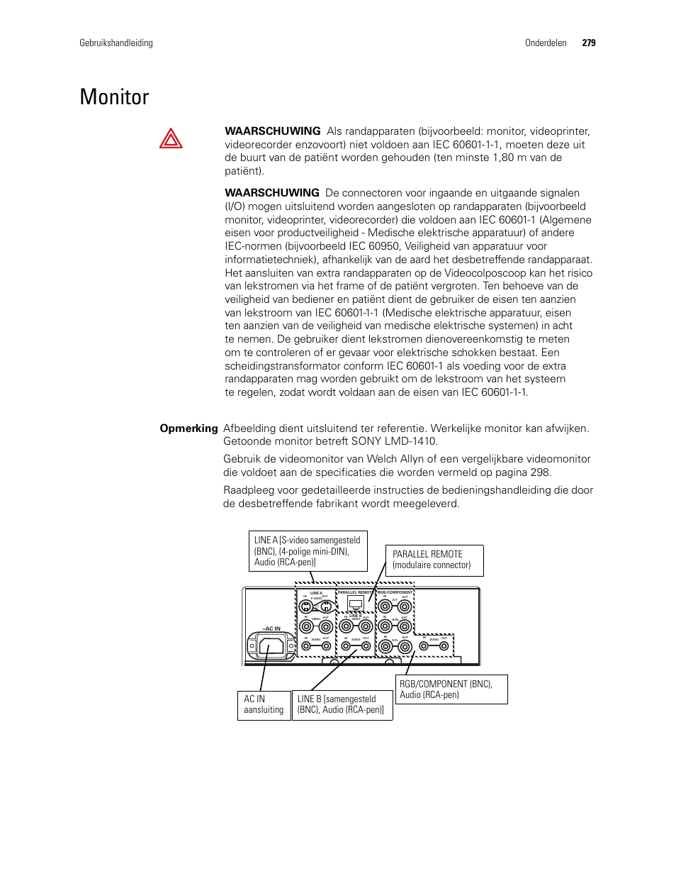 Monitor, Gebruikshandleiding onderdelen 279 | Welch Allyn Video Colposcope - User Manual User Manual | Page 281 / 400