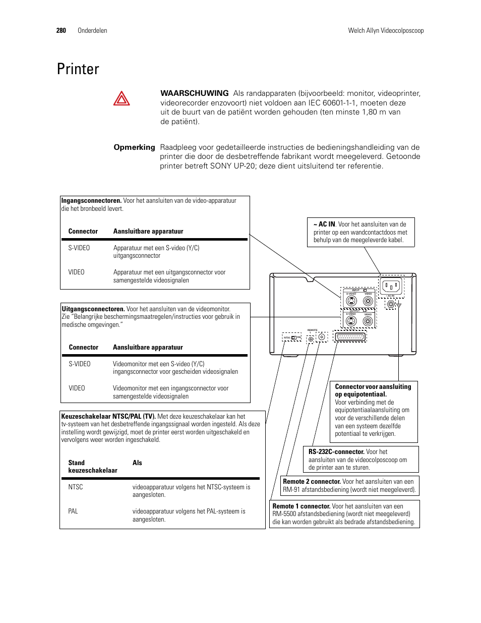 Printer | Welch Allyn Video Colposcope - User Manual User Manual | Page 282 / 400