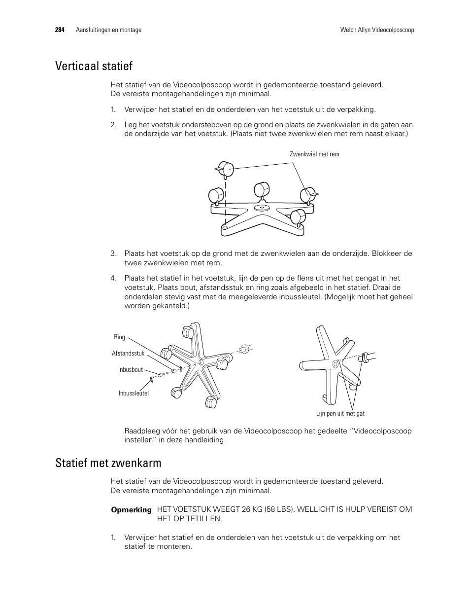 Verticaal statief statief met zwenkarm, Verticaal statief, Statief met zwenkarm | Welch Allyn Video Colposcope - User Manual User Manual | Page 286 / 400