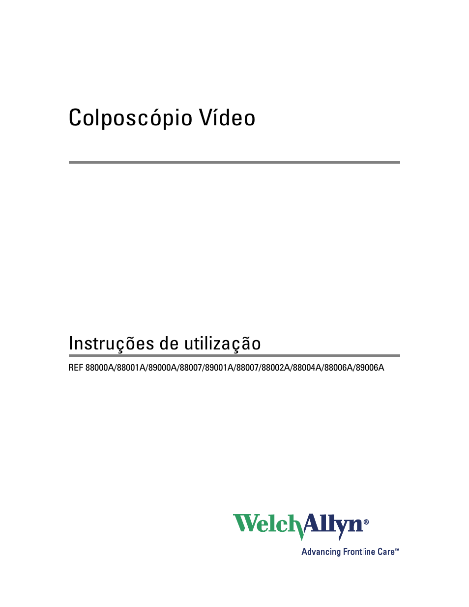Instruções de utilização, Colposcópio vídeo | Welch Allyn Video Colposcope - User Manual User Manual | Page 311 / 400
