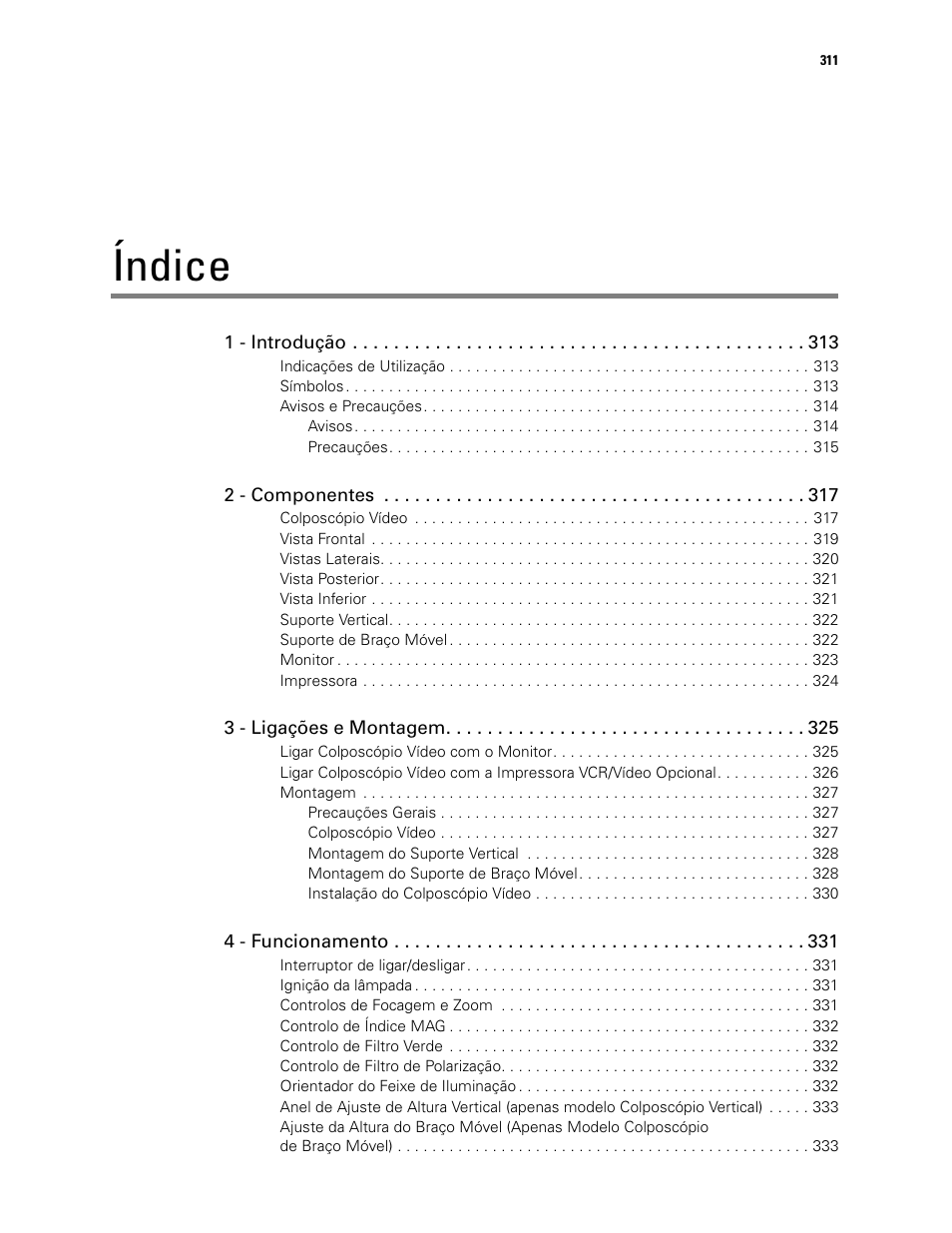Índice | Welch Allyn Video Colposcope - User Manual User Manual | Page 313 / 400