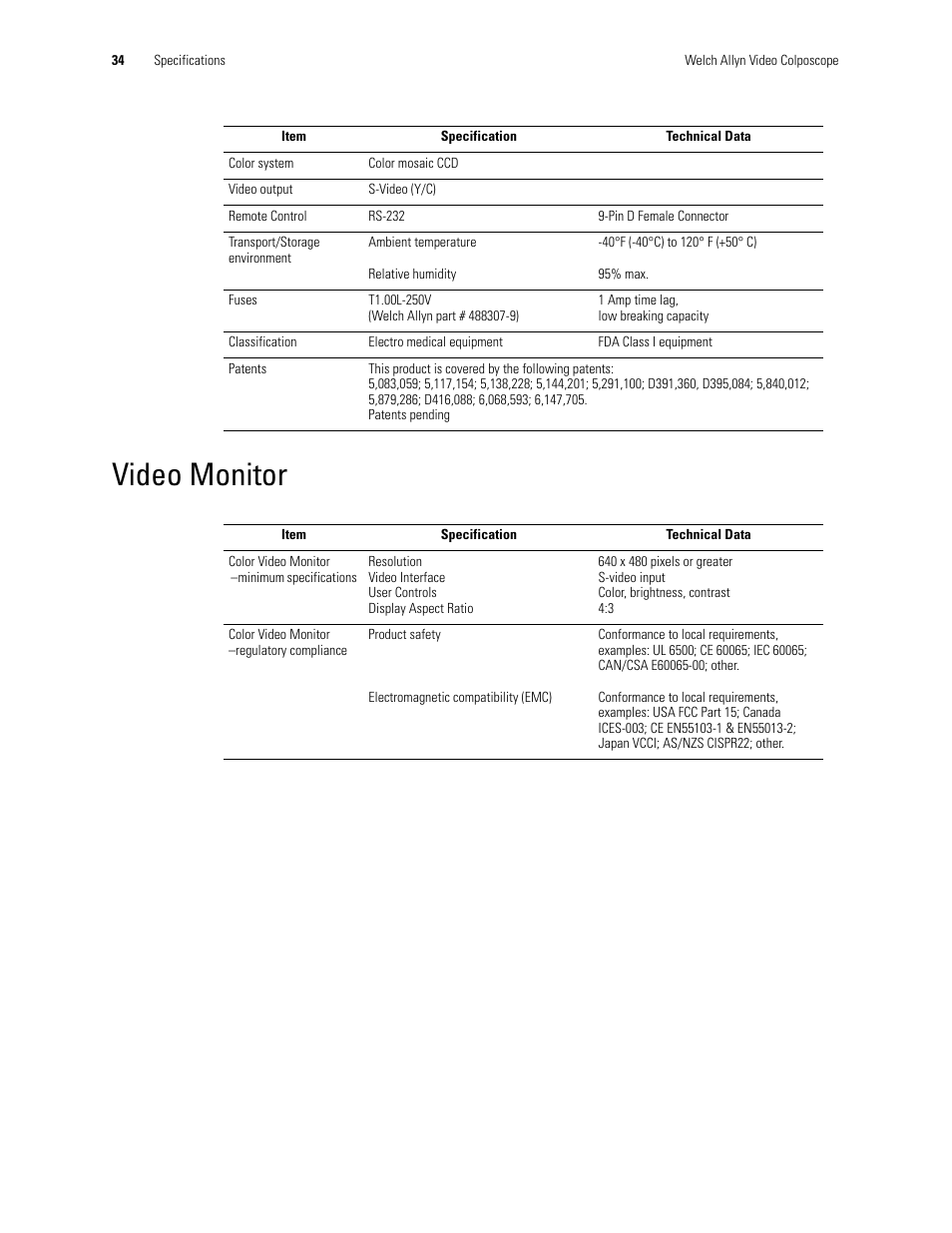 Video monitor | Welch Allyn Video Colposcope - User Manual User Manual | Page 36 / 400