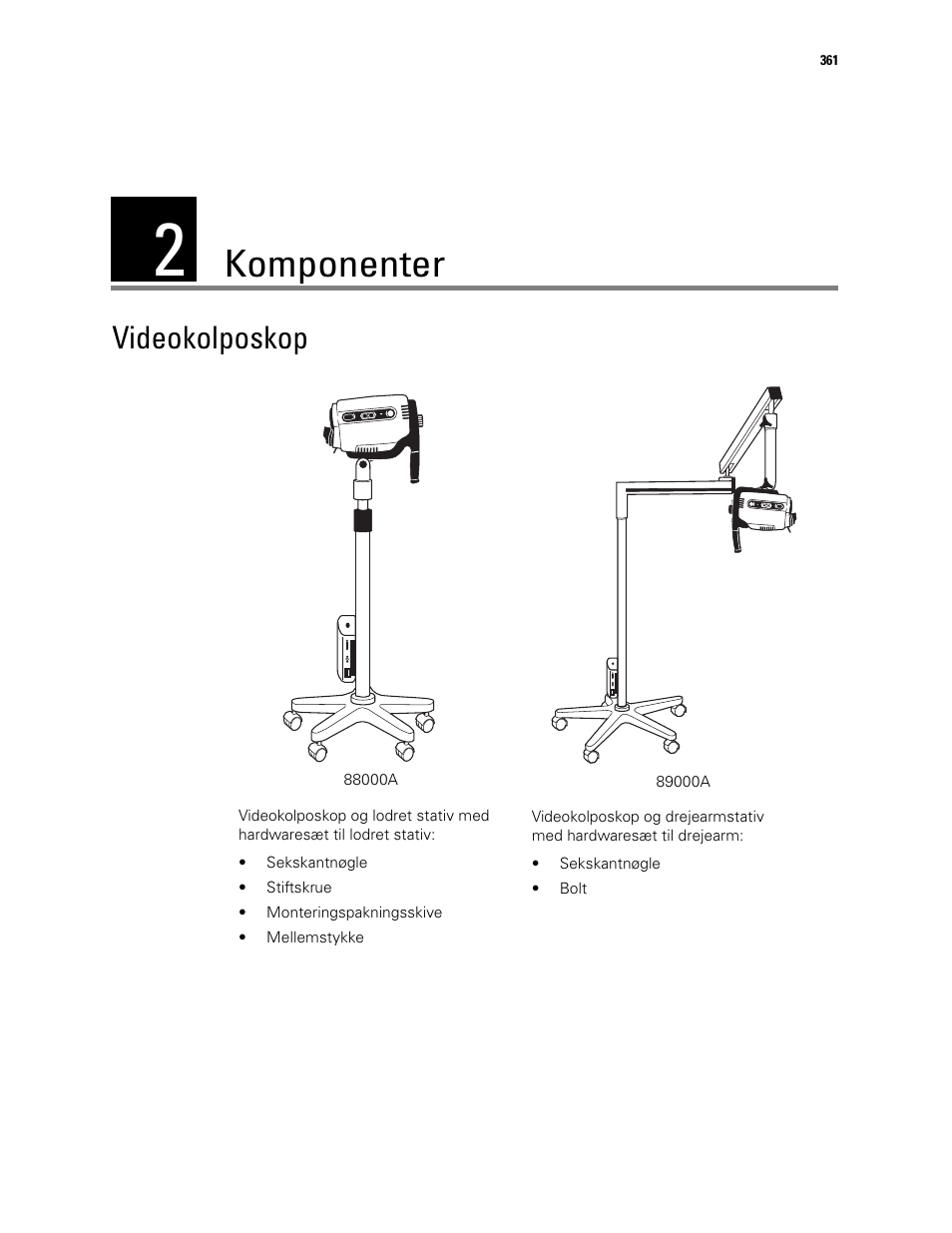 Komponenter, 2 - komponenter, Videokolposkop | Welch Allyn Video Colposcope - User Manual User Manual | Page 363 / 400