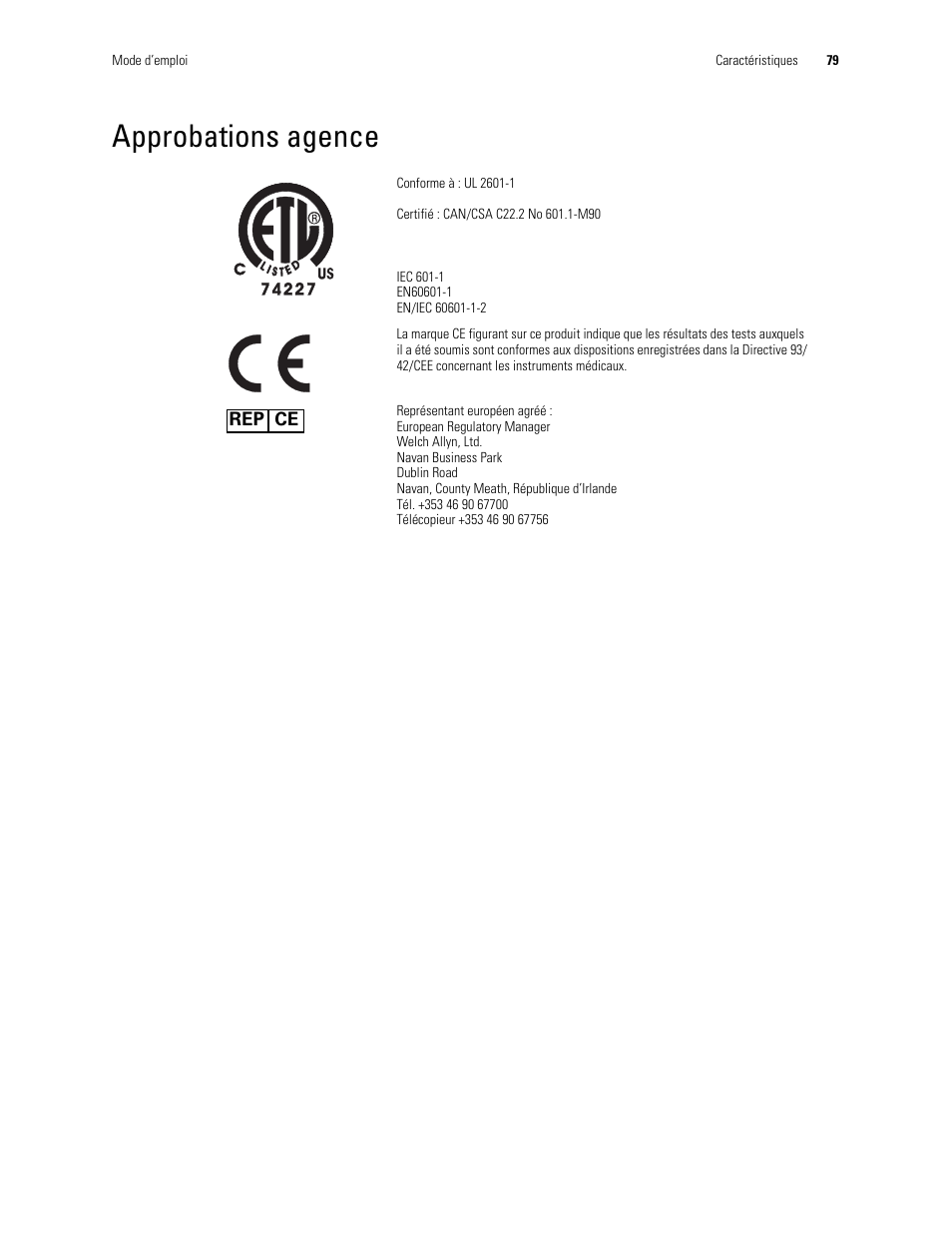 Approbations agence | Welch Allyn Video Colposcope - User Manual User Manual | Page 81 / 400