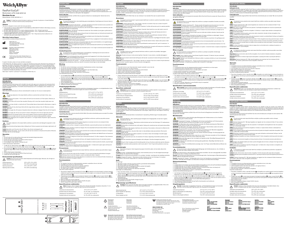 Welch Allyn FlexiPort EcoCuff - User Manual User Manual | 2 pages