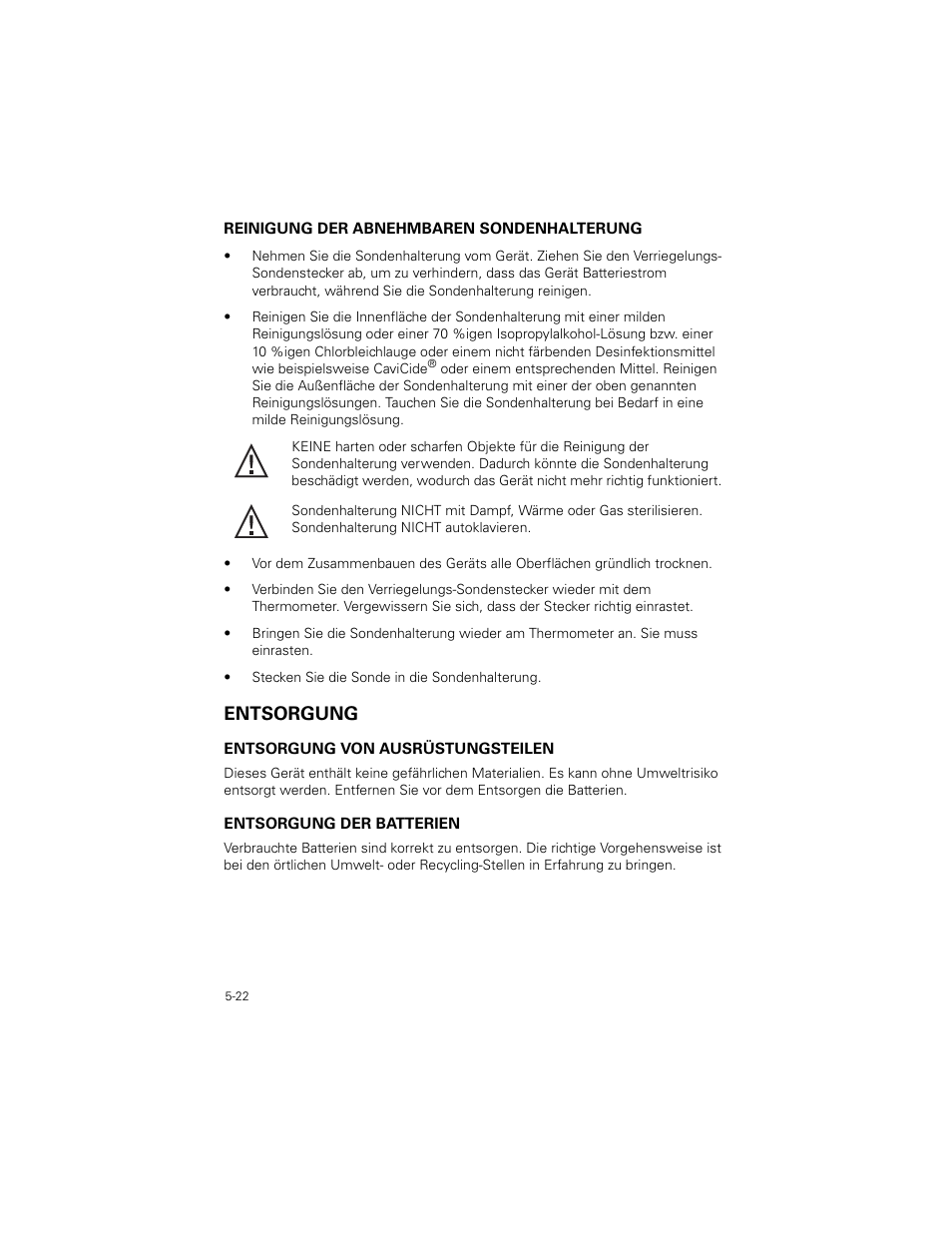 Entsorgung, Entsorgung -22 | Welch Allyn SureTemp Plus - User Manual User Manual | Page 142 / 294