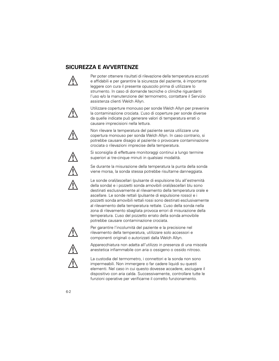 Sicurezza e avvertenze, Sicurezza e avvertenze -2 | Welch Allyn SureTemp Plus - User Manual User Manual | Page 152 / 294